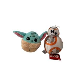 Star Wars Disney Store Grogu & BB-8 Plush Set Soft Stuffed Toys Window Cling Lot
